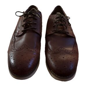 HUSH PUPPIES MEN'S FIVE-BROGUE CHARCOAL LEATHER SIZE 11.5 SHOES USED